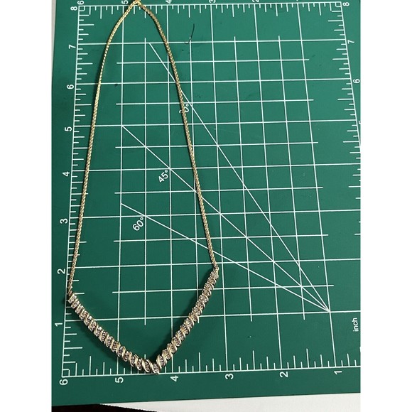 Vermeil Sterling Silver  .10ctw Diamond Flat V Wheat Necklace 16.5” 8.38G - Picture 9 of 16